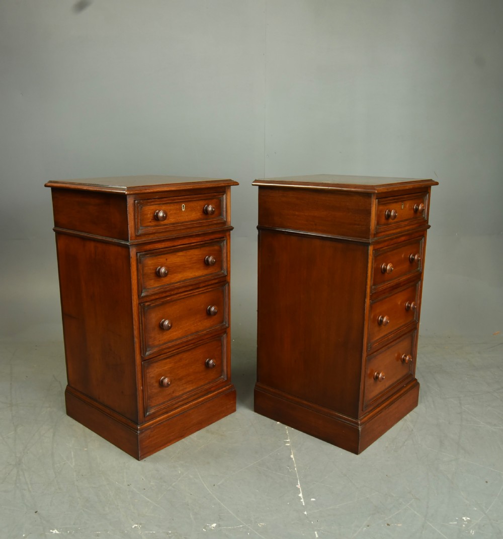 Antique pair of walnut Victorian bedside chests of drawers  View III
