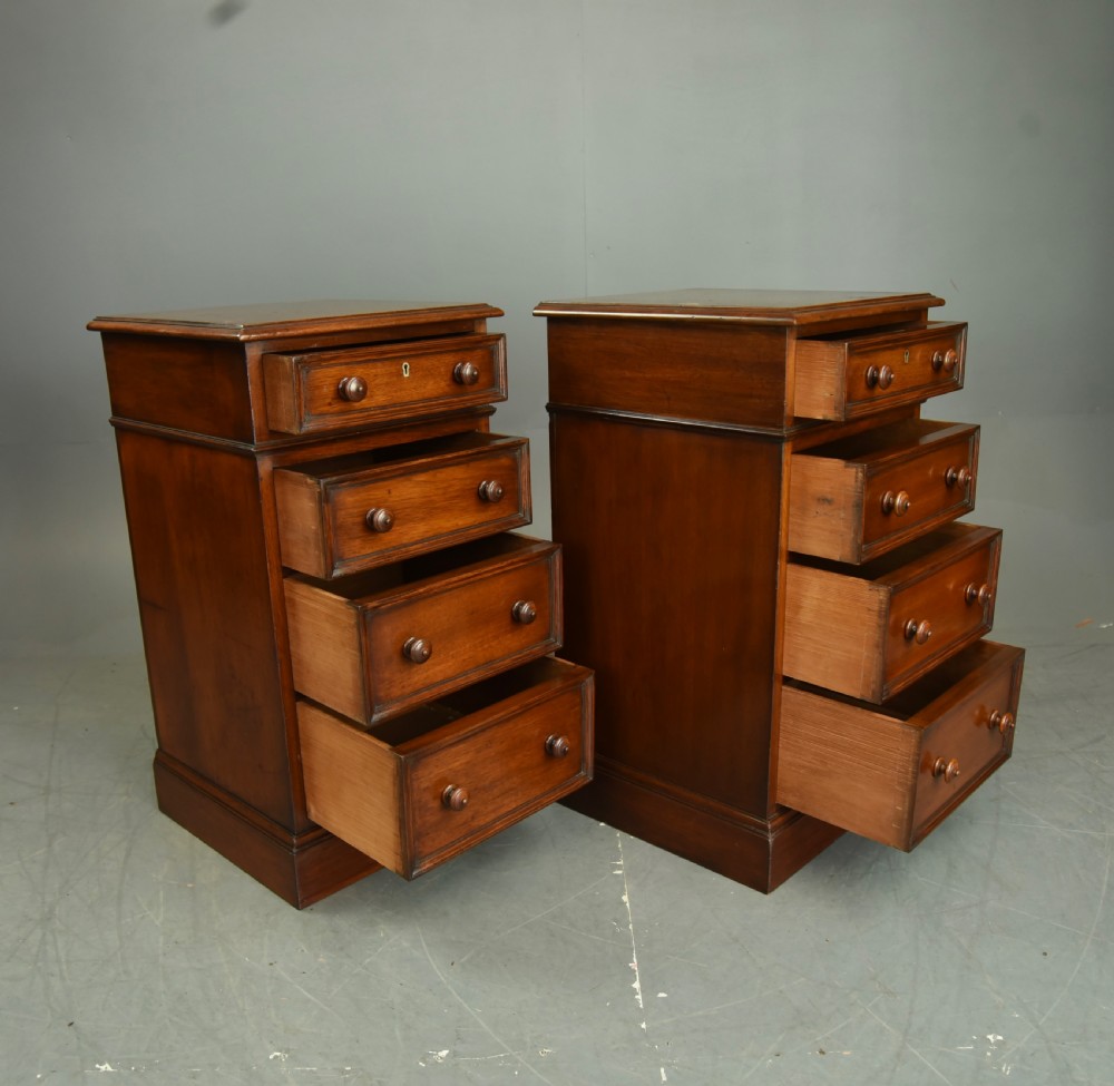 Antique pair of walnut Victorian bedside chests of drawers  View IV
