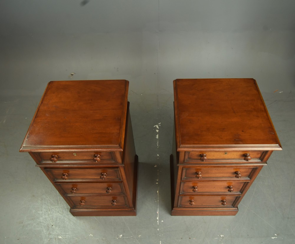 Antique pair of walnut Victorian bedside chests of drawers  View VII