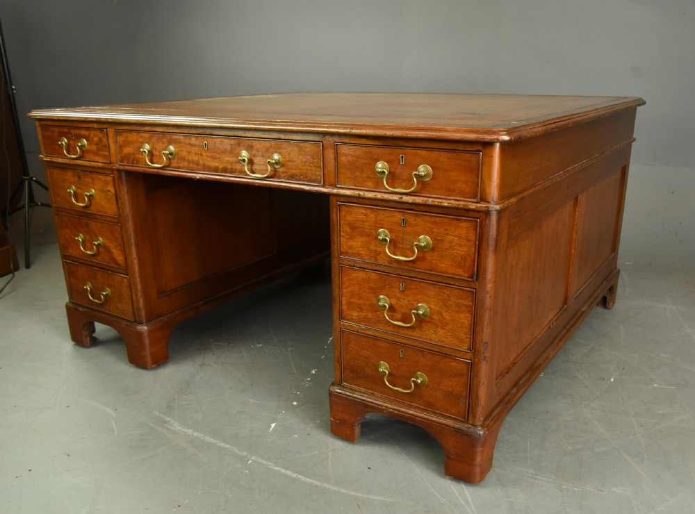 Antique Victorian mahogany partners desk  View II