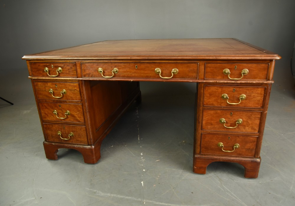 Antique Victorian mahogany partners desk  View III