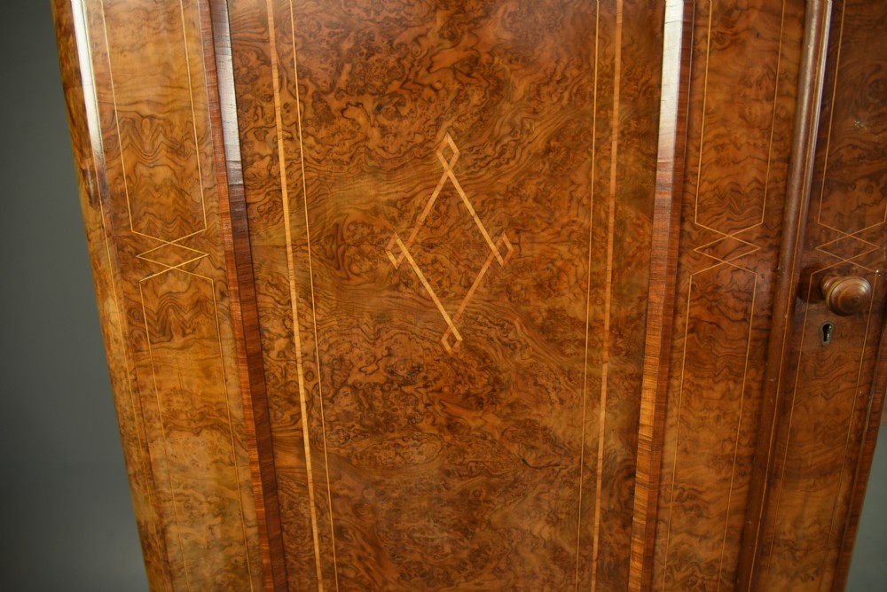 Victorian burr walnut triple wardrobe  View V