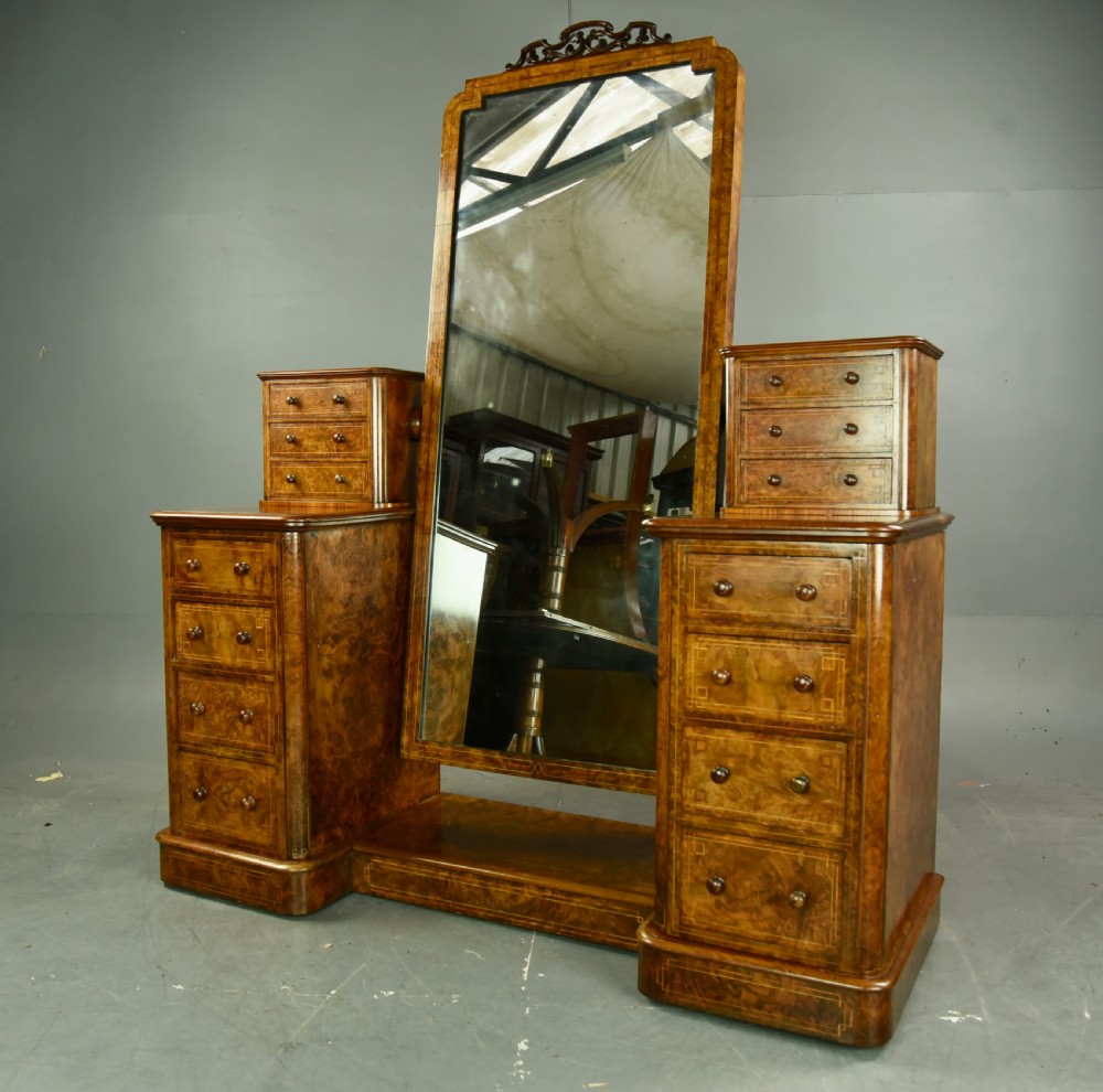 Victorian walnut pedestal dressing table  View II