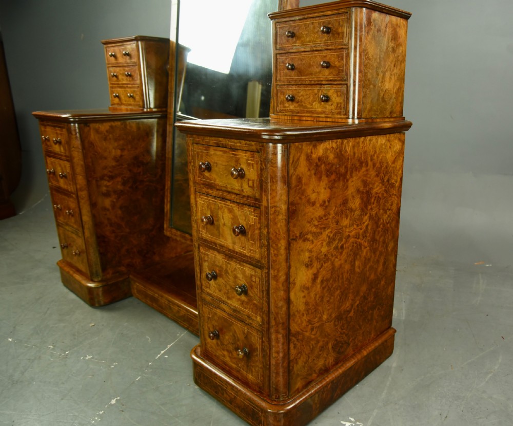 Victorian walnut pedestal dressing table  View III