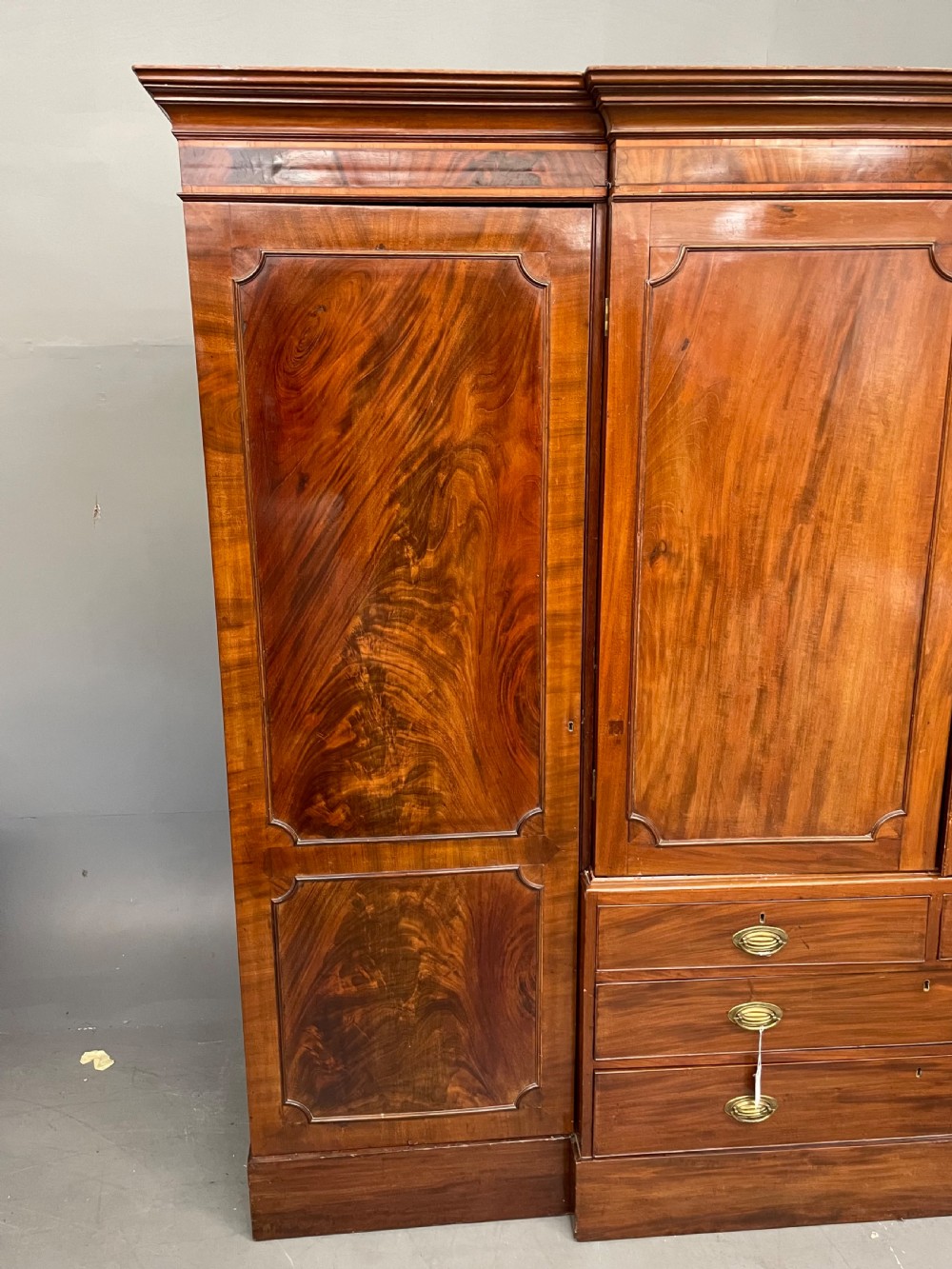 Large Georgian mahogany four door wardrobe  View II