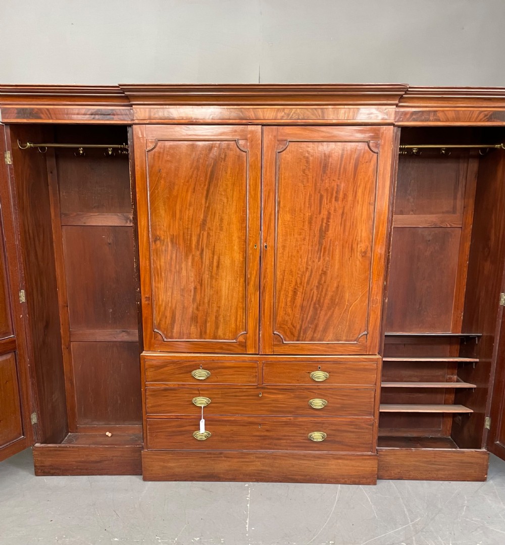 Large Georgian mahogany four door wardrobe  View V