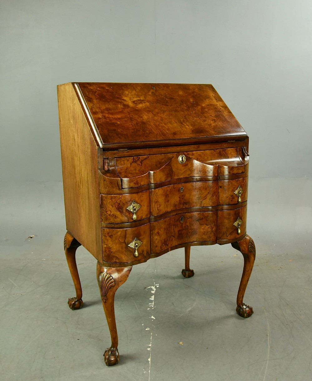 Antique Queen Anne style walnut bureau 