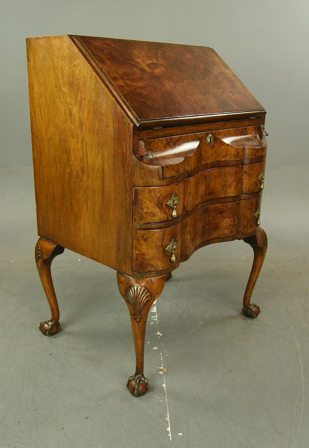 Antique Queen Anne style walnut bureau  View III