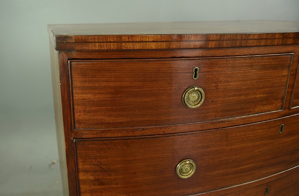 Antique Georgian mahogany bow front chest of drawers  View III