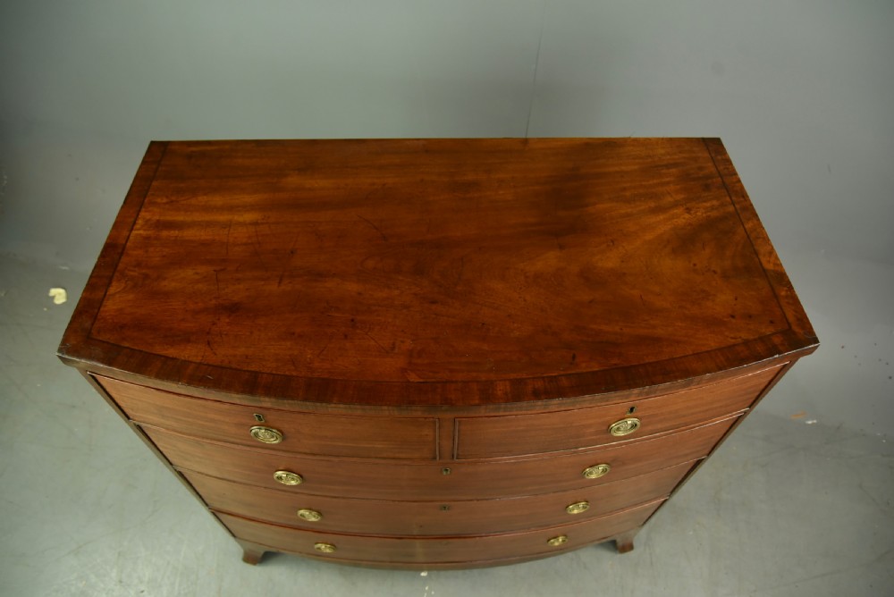 Antique Georgian mahogany bow front chest of drawers  View IV