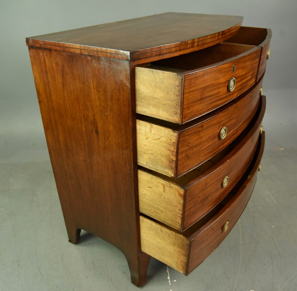 Antique Georgian mahogany bow front chest of drawers  View VI