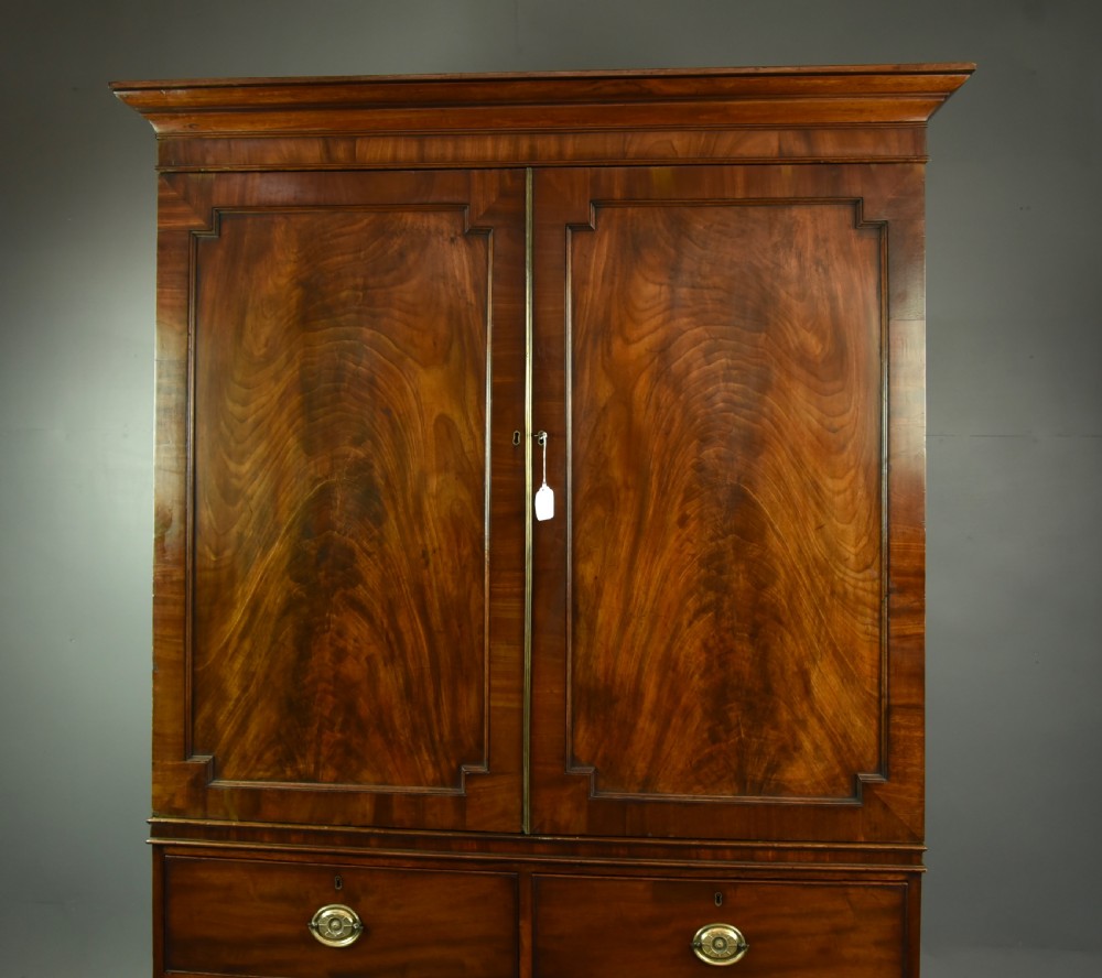 Georgian mahogany linen press wardrobe  View II