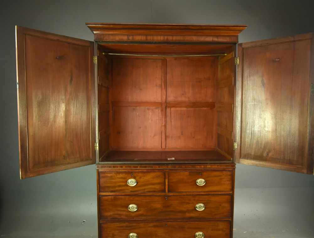Georgian mahogany linen press wardrobe  View IV