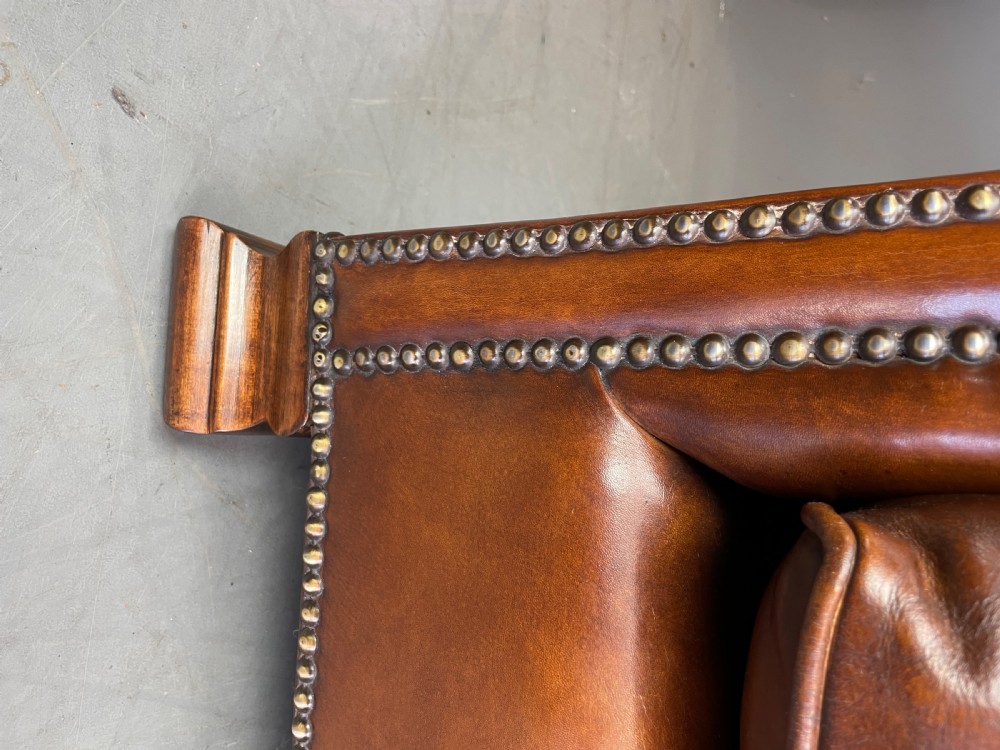 pair of leather arm chairs circa 1900  View VII