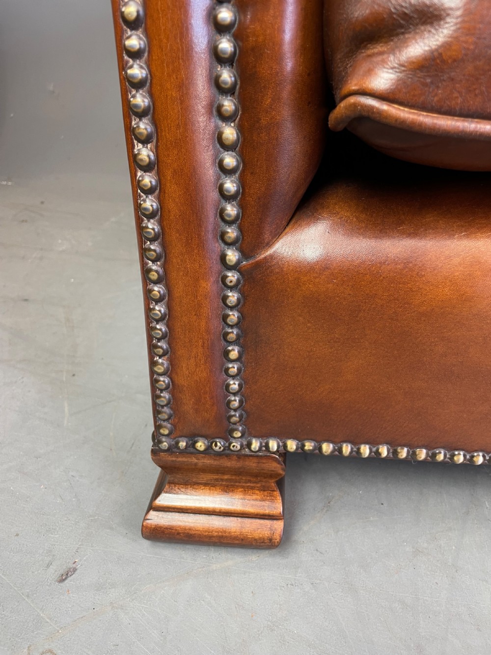 pair of leather arm chairs circa 1900  View XIII