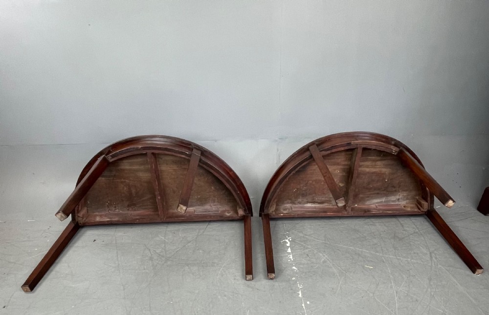 Pair of Georgian mahogany demi lune console tables  View V