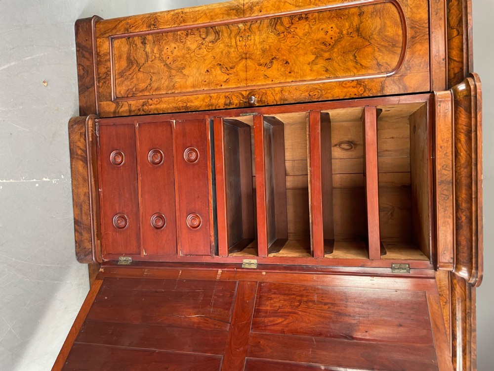 Victorian burr walnut breakfront triple door wardrobe  View III