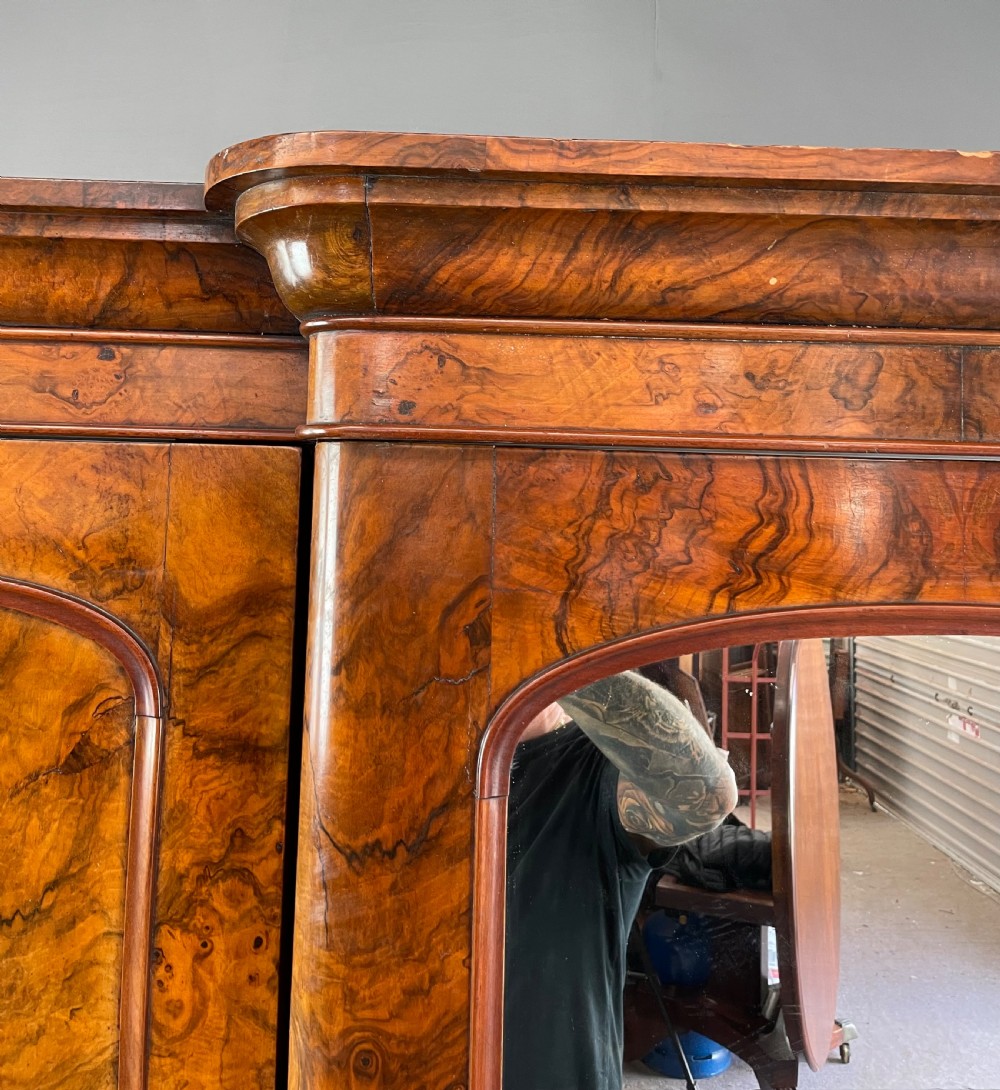 Victorian burr walnut breakfront triple door wardrobe  View V