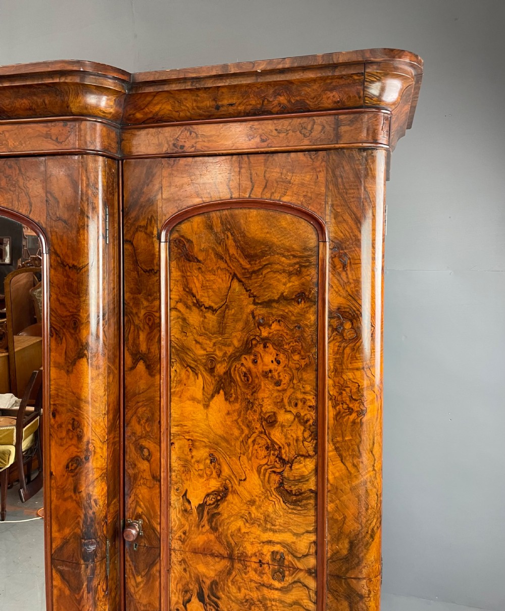 Victorian burr walnut breakfront triple door wardrobe  View VIII