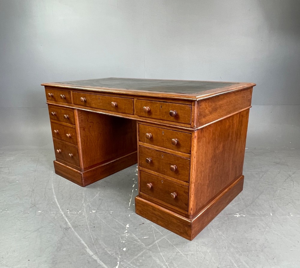 Victorian oak pedestal desk  View IV