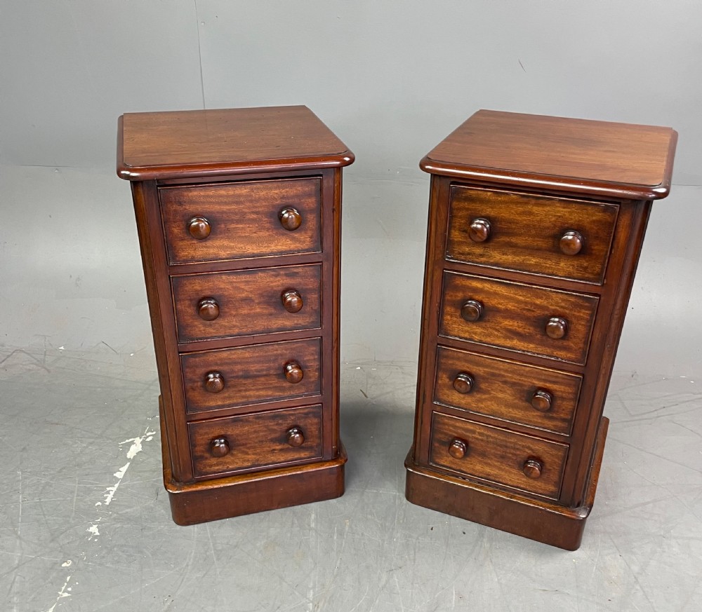 Pair of Victorian mahogany bedside chests of drawers  View II