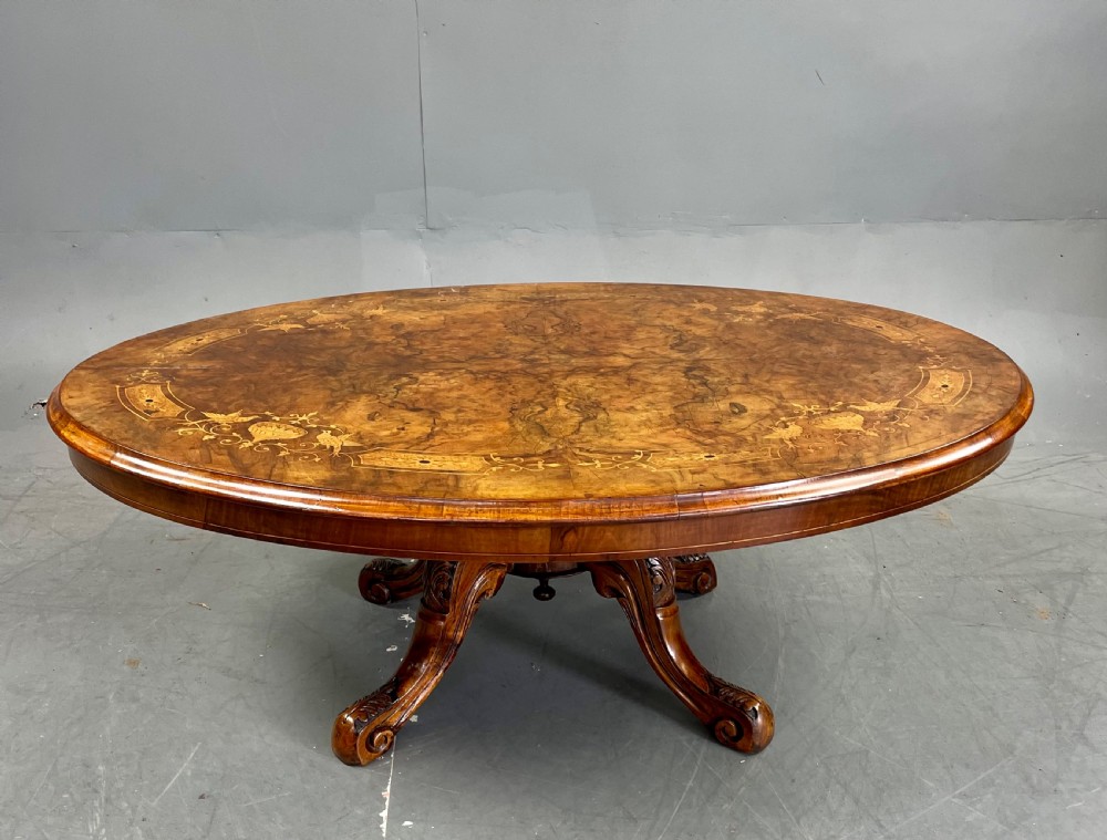 Victorian inlaid walnut coffee table 