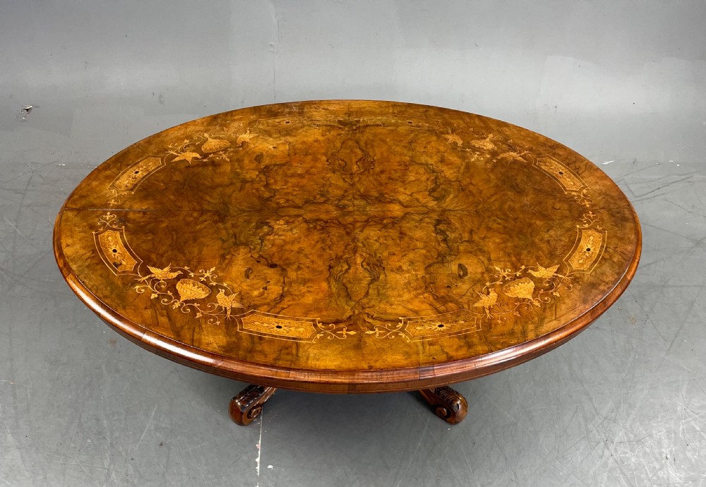 Victorian inlaid walnut coffee table  View II