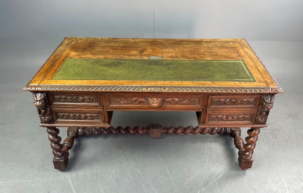 carved oak desk  View II