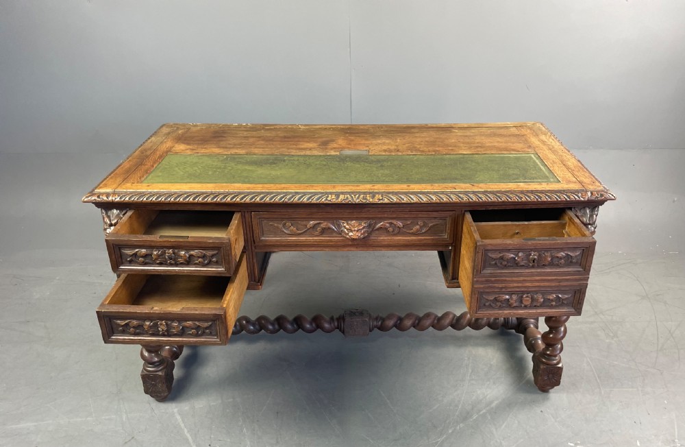 carved oak desk  View IV