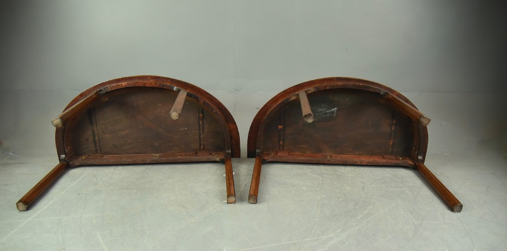Pair of Georgian mahogany demi lune console tables  View V