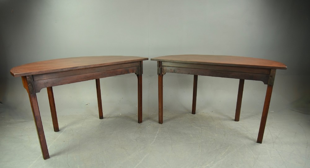 Pair of Georgian mahogany demi lune console tables  View VI