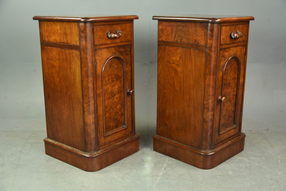 Pair of Victorian walnut bedside cabinets  View II