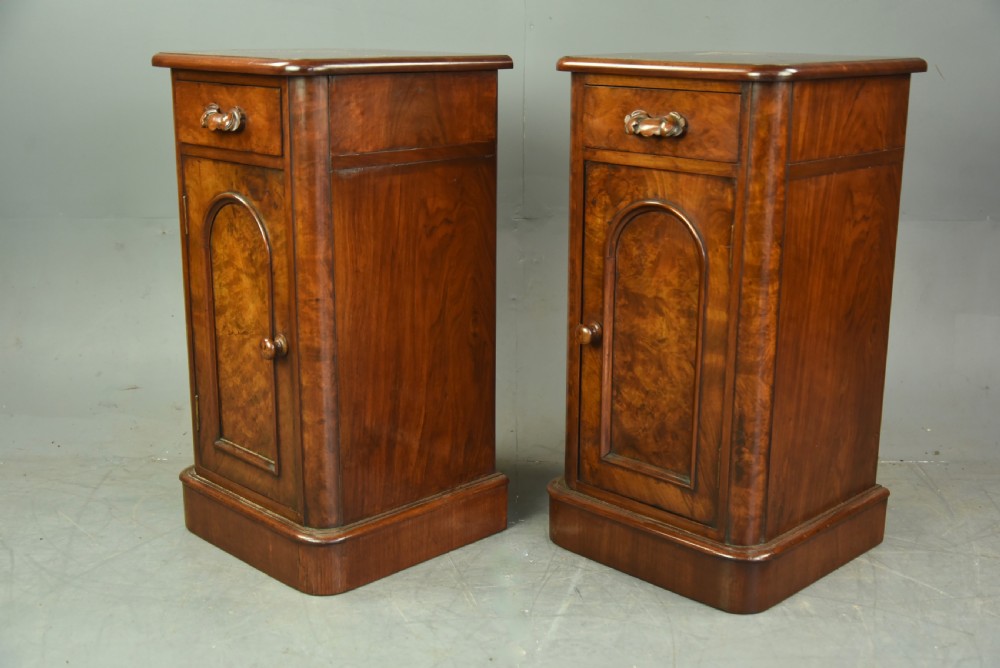Pair of Victorian walnut bedside cabinets  View III