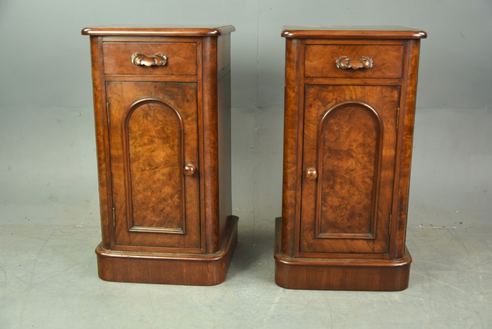 Pair of Victorian walnut bedside cabinets  View IV