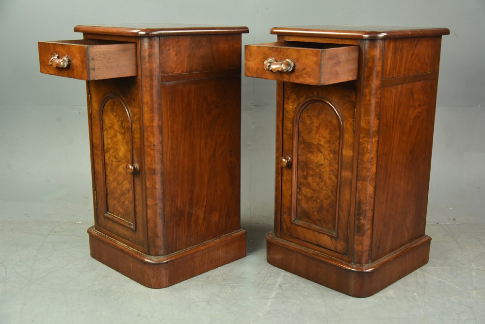 Pair of Victorian walnut bedside cabinets  View V