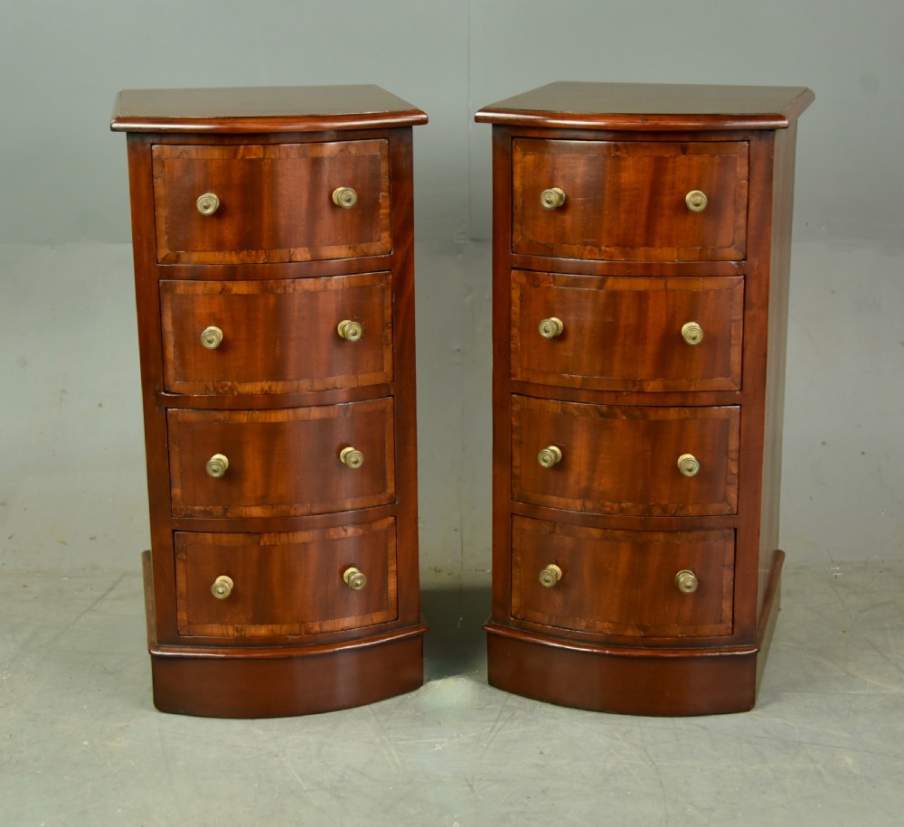 Pair of Victorian bow front bedside chests of drawers 