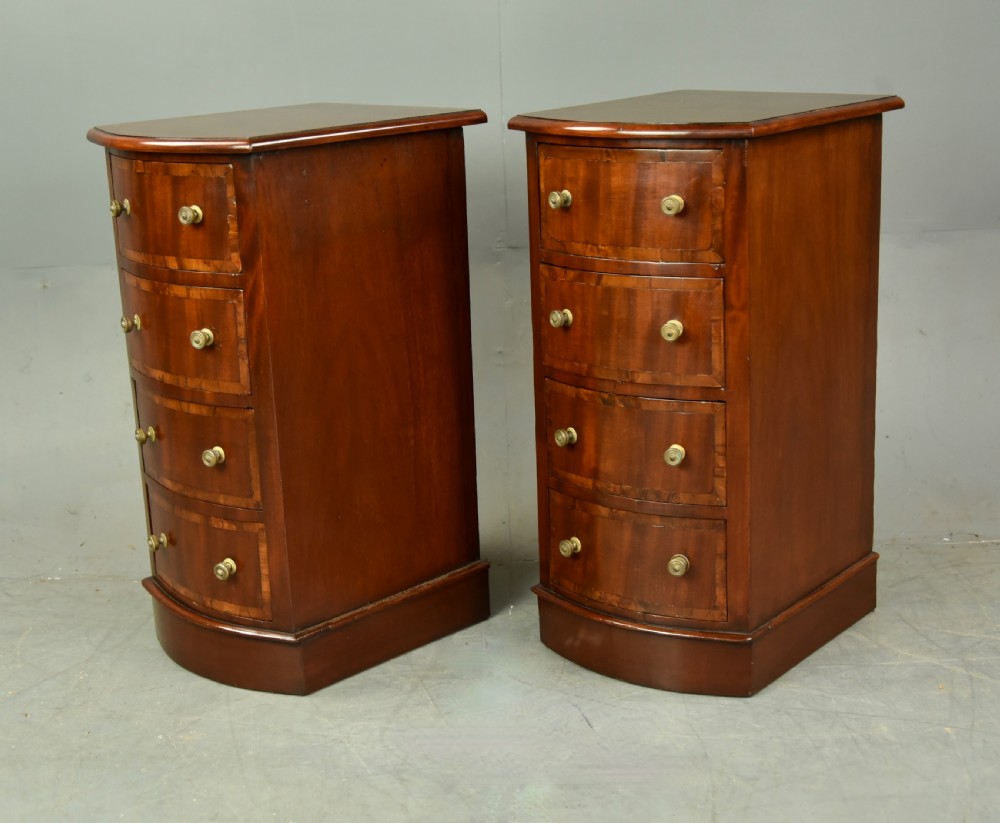 Pair of Victorian bow front bedside chests of drawers  View II