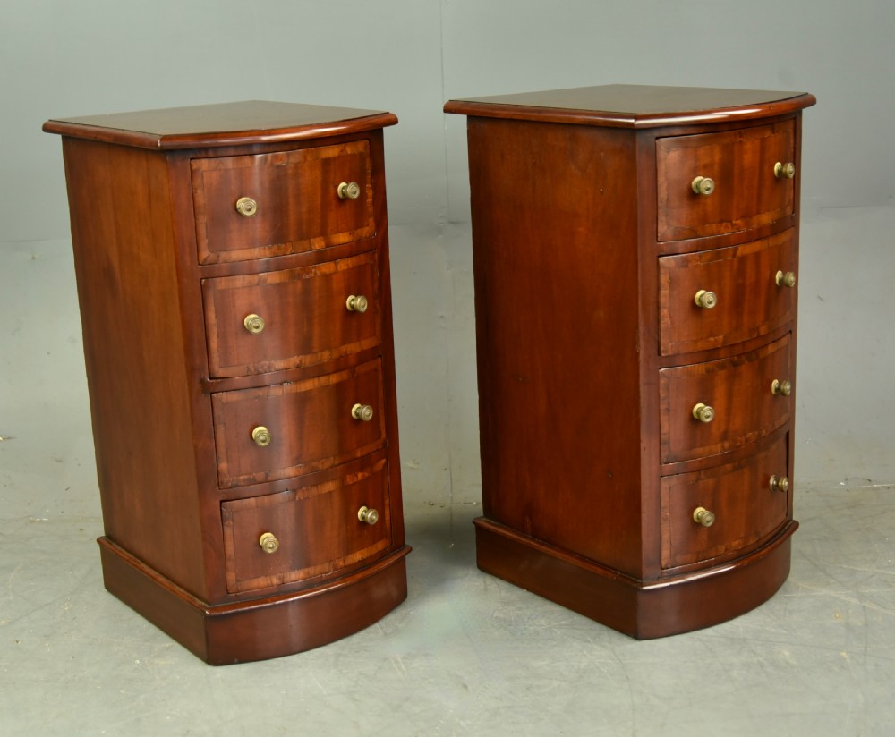 Pair of Victorian bow front bedside chests of drawers  View III