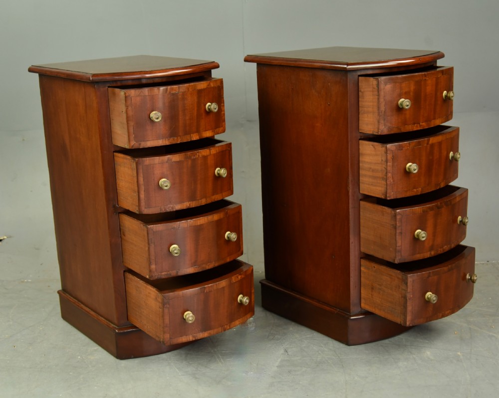 Pair of Victorian bow front bedside chests of drawers  View V