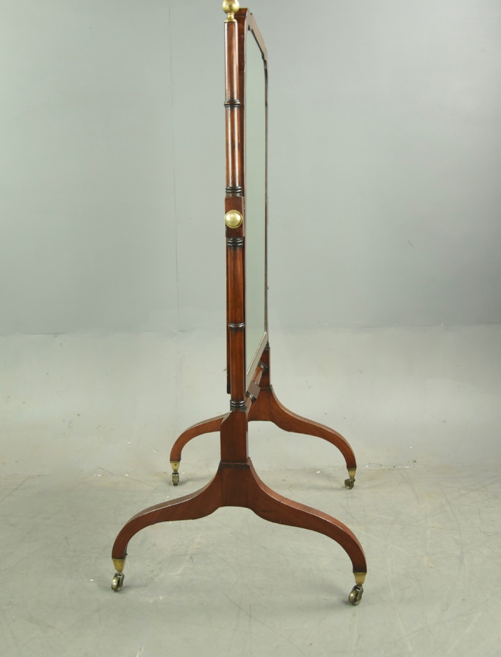 Regency mahogany cheval mirror  View II