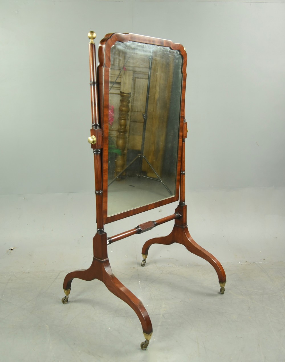 Regency mahogany cheval mirror  View III