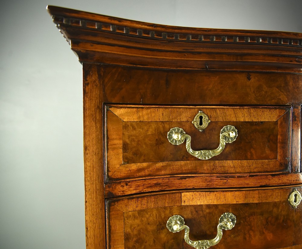 Walnut serpentine chest on chest tall boy  View V