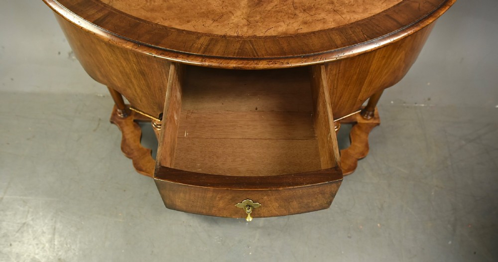 Fine pair of walnut Demi lune console tables  View VI