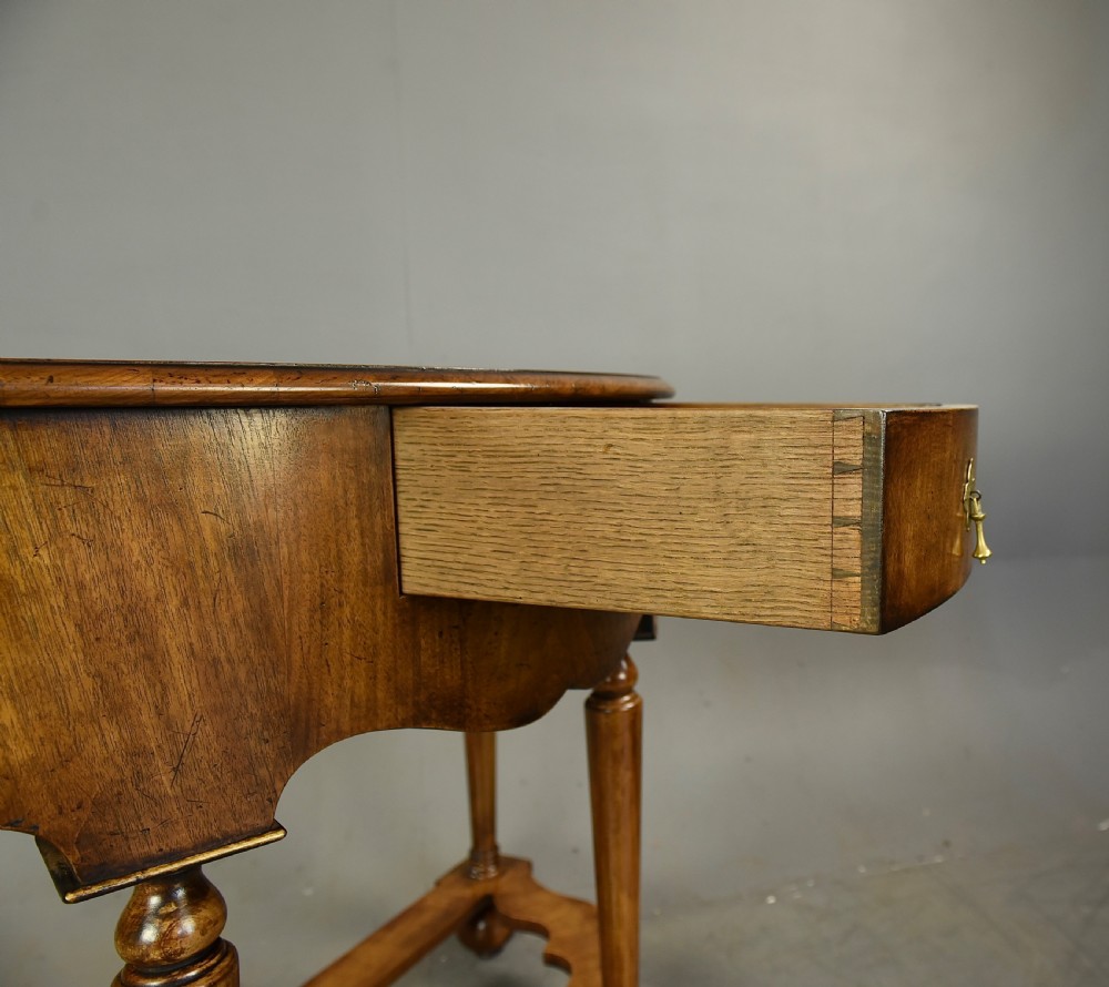 Fine pair of walnut Demi lune console tables  View VII