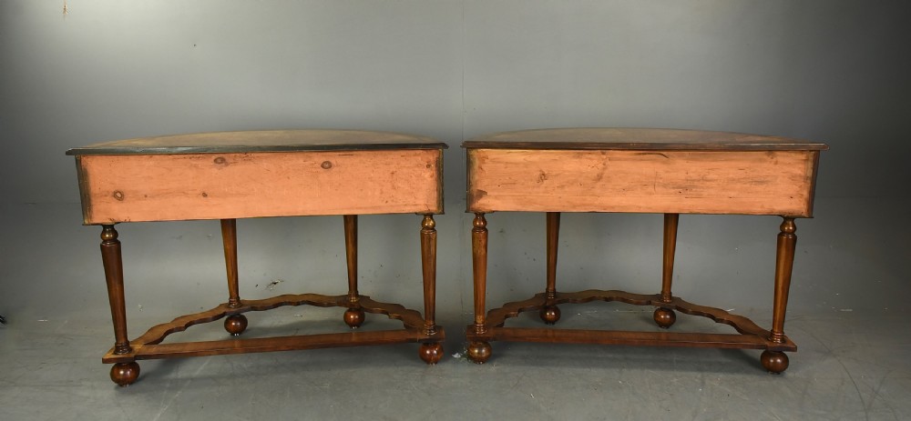 Fine pair of walnut Demi lune console tables  View XI