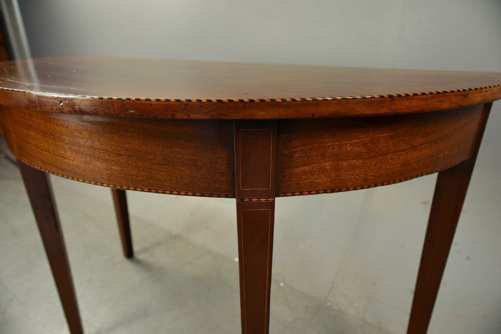 Pair of Georgian mahogany Demi lune console tables  View V