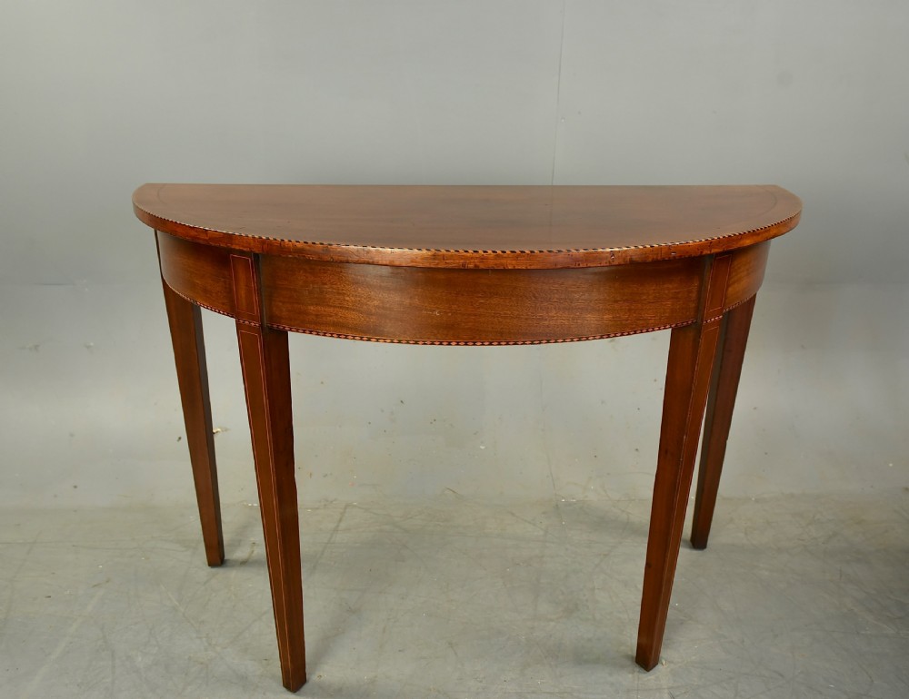 Pair of Georgian mahogany Demi lune console tables  View VI