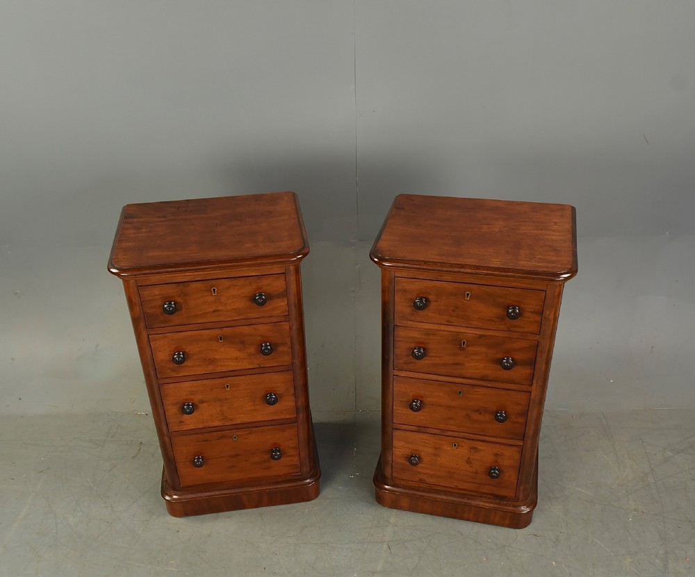 Victorian pair of mahogany bedside chests of drawers  View II