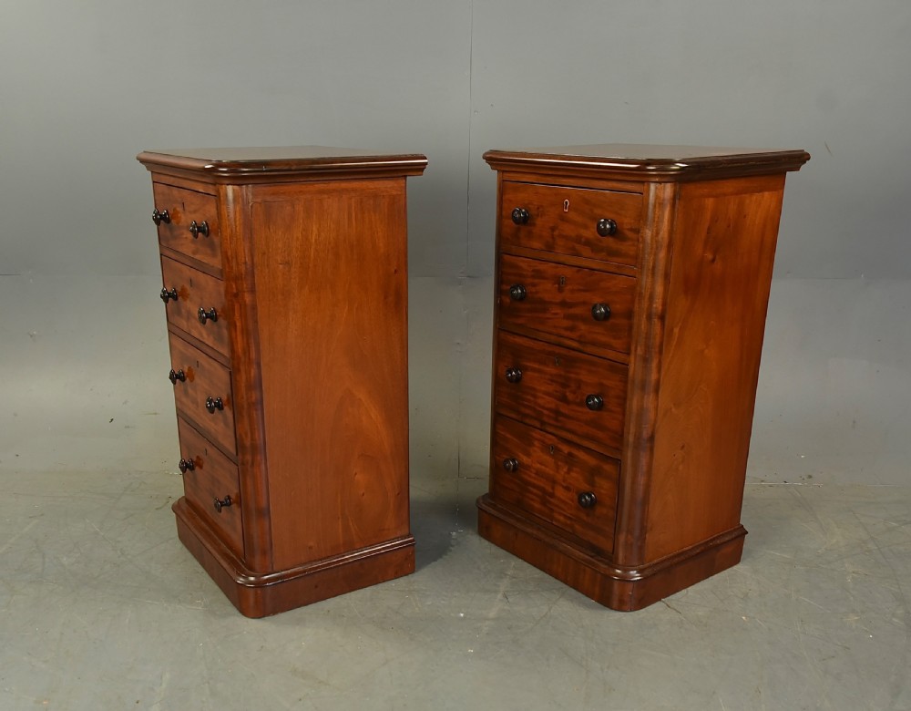 Victorian pair of mahogany bedside chests of drawers  View III