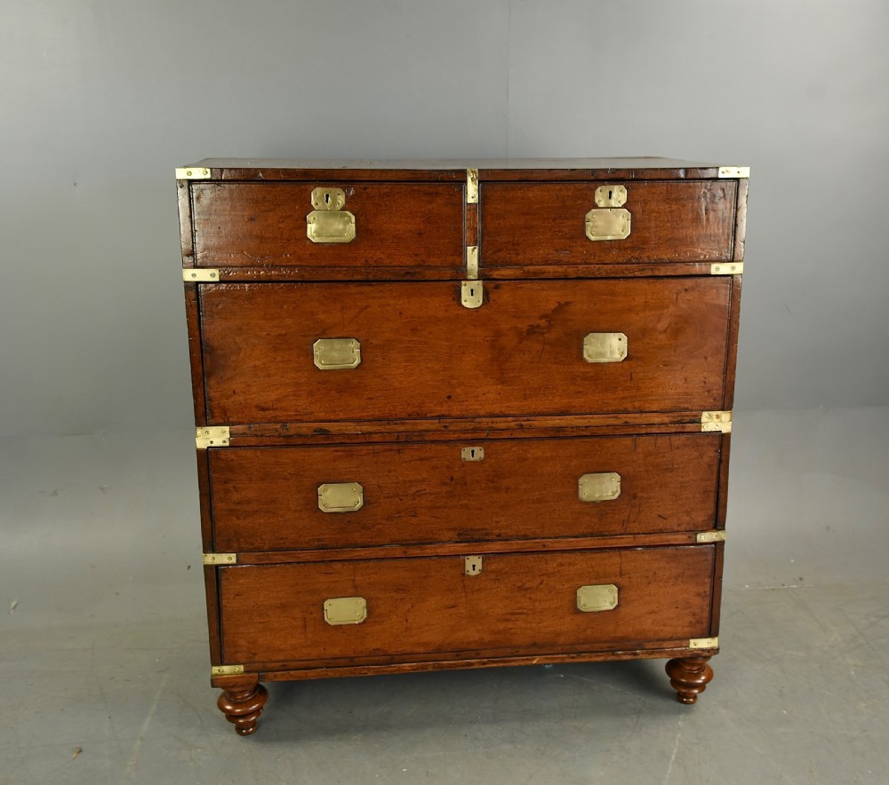 antique mahogany campaign military chest of drawers 